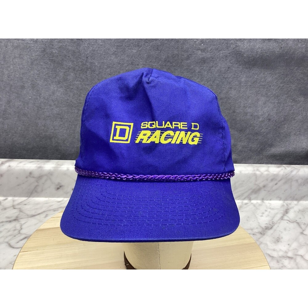 Vintage Cobra Caps SQUARE D RACING Snapback Hat Purple Yellow Promotional Cap